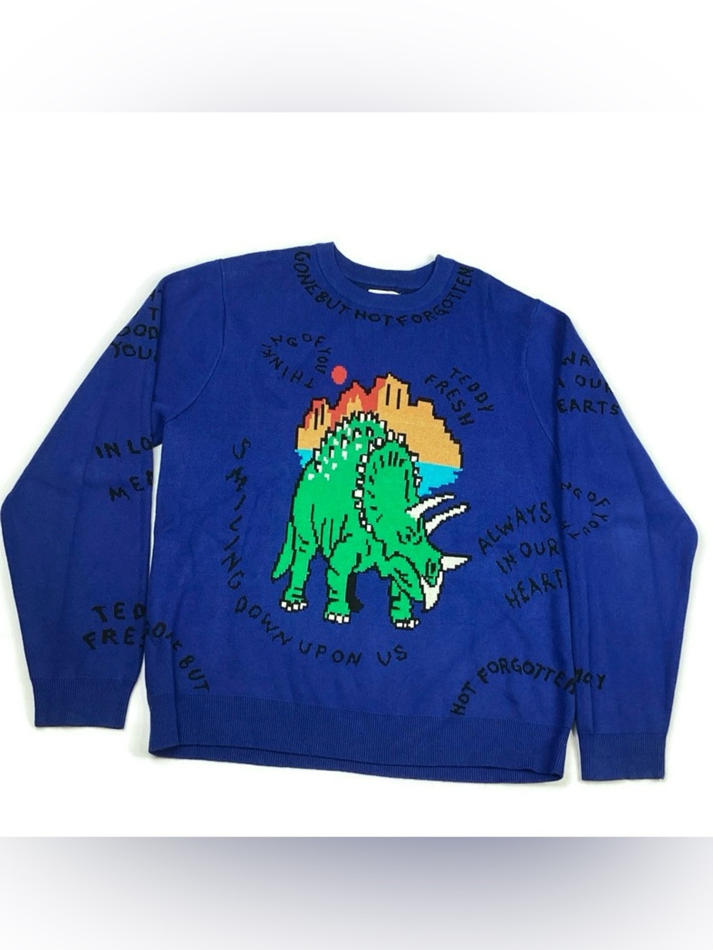 Teddy Fresh Dinosaur GONE BUT NOT FORGOTTEN Sweater Blue XL
